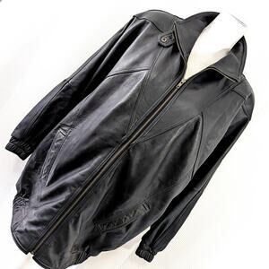 G-III APPAREL! LUXE BLACK GENUINE LEATHER, THERMOLITE ZIPPER LINER COAT! SZ L
